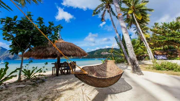 resort sandy beach palapa parasol braided hammock philippines 89 2k 4k