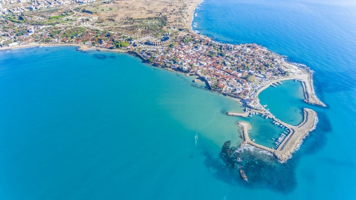 S I D E aerial photography of island turkey landscape cityscape 2k 4k