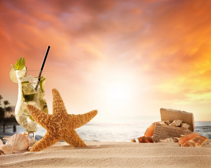 Welcome Summer Sea and Beach Seasons Sunset Sand Starfish 2k 4k 5k