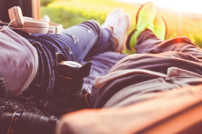 Young Couple Enjoying Romantic Moments in Nature boy camera 2k 4k