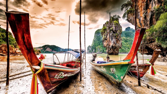 boat rock ko tapu phang nga fishing vessel 2k 4k