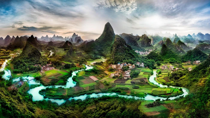 china guangxi guilin li river mountains limestone karst 2k 4k