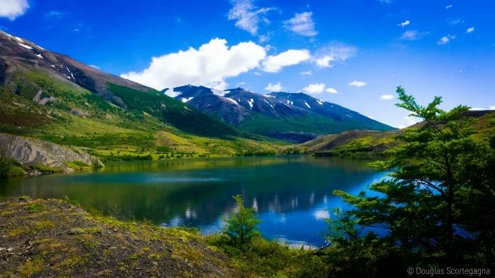 green trees near mountain with body of water Colors Patagonia 2k 4k