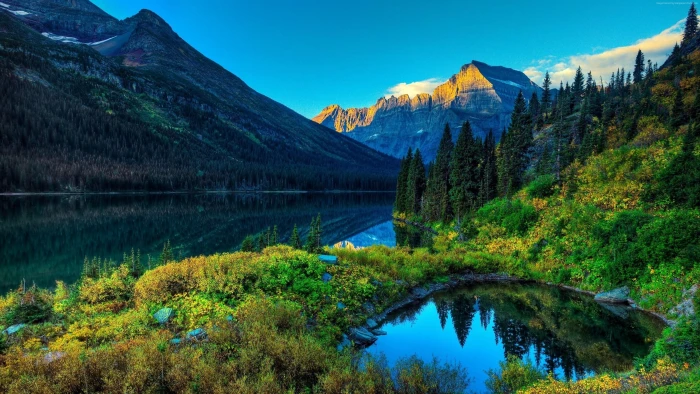 montana water highland glacier national park usa lake 2k 4k