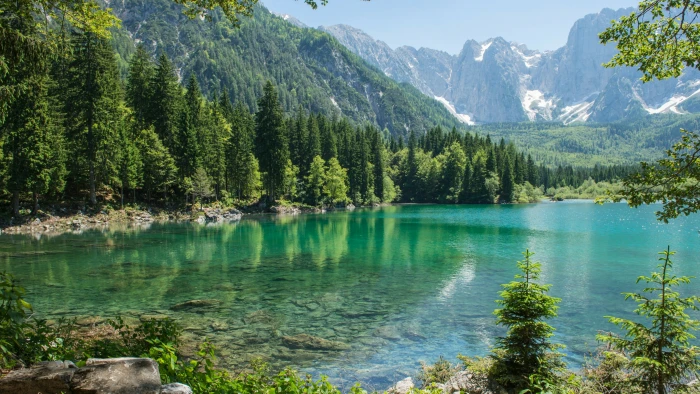 mountain lake nature wilderness tarn water mount scenery 2k 4k