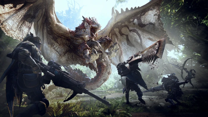 people fighting dragon digital wallpaper video games Monster Hunter 2k 4k