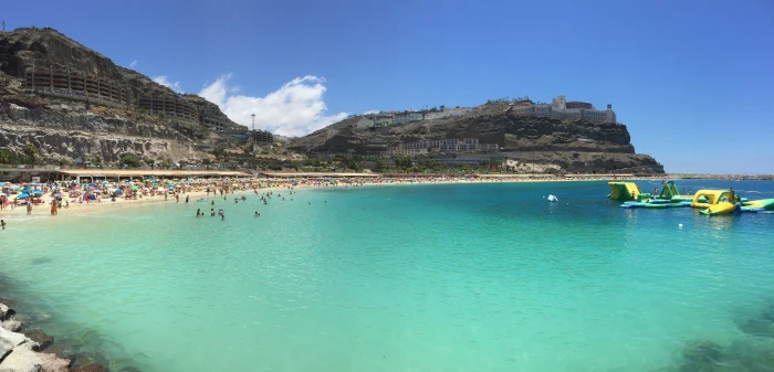 rocky mountain beside water gran canaria beach amadores canary islands 2k 4k 5k