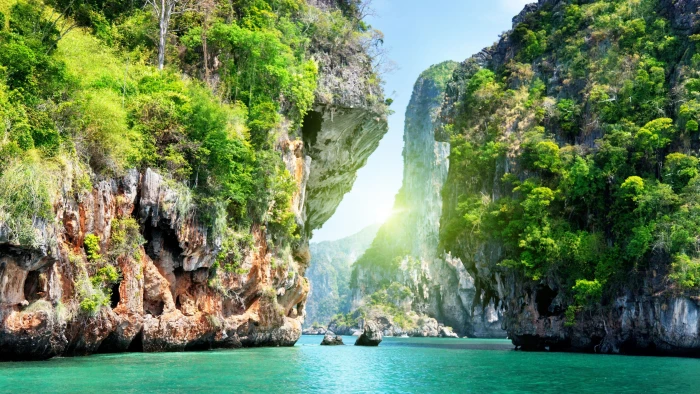 waterfall nature river stream rock stone forest landscape 2k 4k