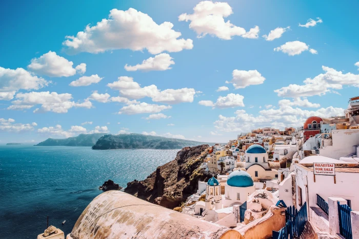White Concrete House Near Body of Water Under and Blue Cloudy Sky 2k 4k 5k