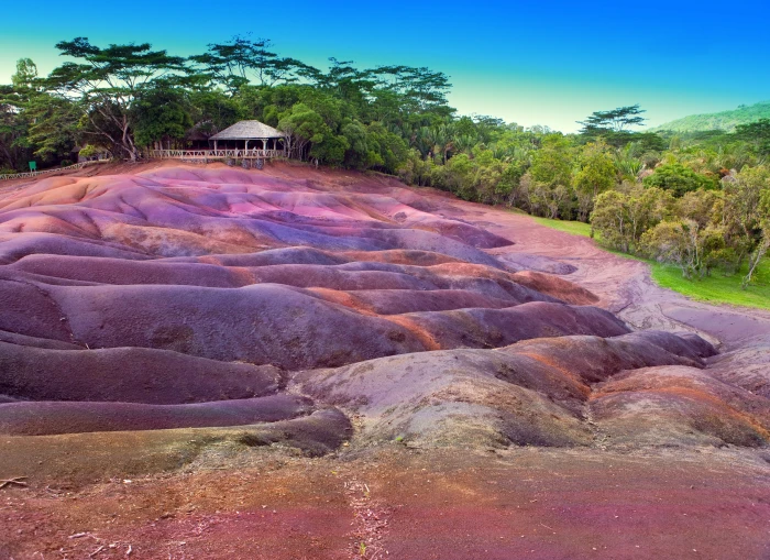 color sands chamarel mauritius nature landscape tree 2k 4k