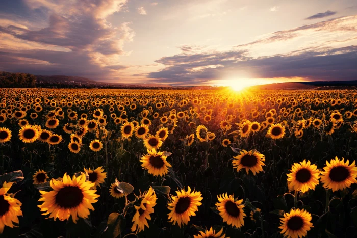 Flowers Sunflower Field Nature Summer Sunset Yellow Flower 2k 4k 5k