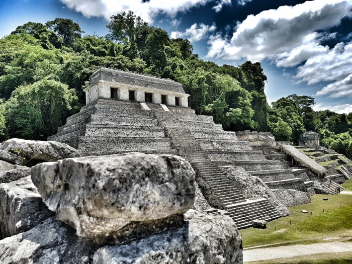 gray ruins during daytime pyramid palenque landscape nature 2k 4k