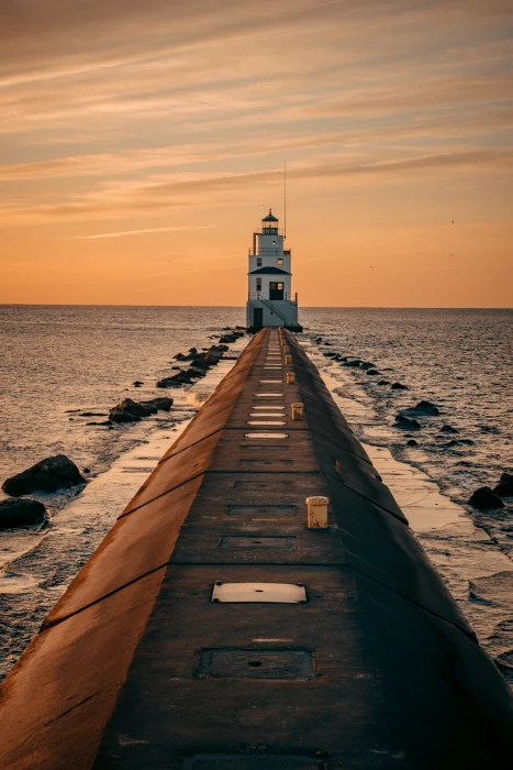 Lighthouse During Golden Hour dawn iphone wallpaper mobile 2k 4k