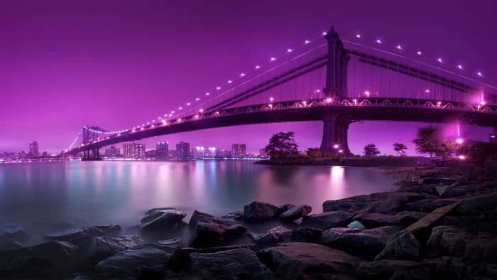 lighting usa united states new york manhattan bridge dusk 2k 4k 5k 8k