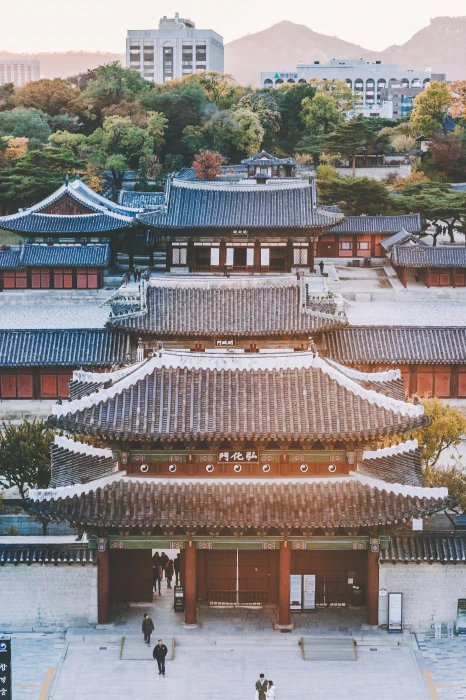 person walking towards temple korea palace korean asian 2k