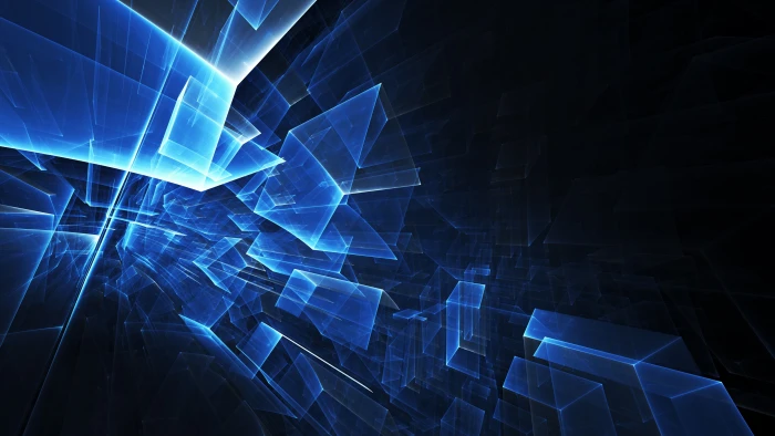 polygon cube green orange blue background 2k 4k 5k 8k