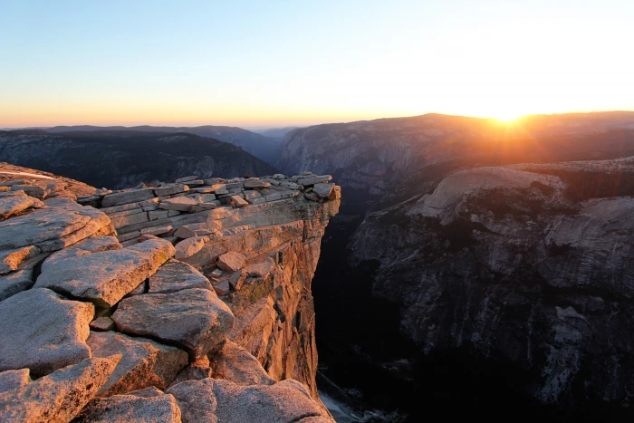 sunset USA Half Dome mountains rocks sky solid 2k 4k 5k
