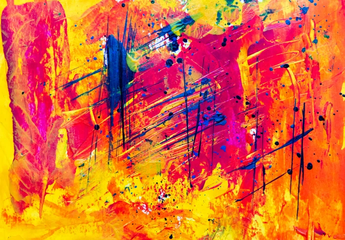 Yellow and Red Abstract Painting abstract expressionism acrylic paint 2k 4k 5k
