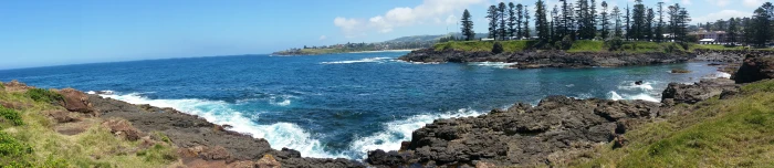 beach sea rocks wide angle panorama bay water land scenics nature 2k 4k 5k 8k