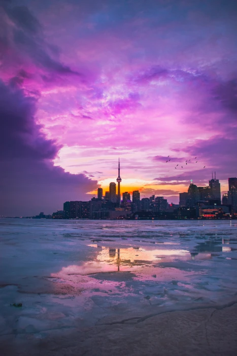 city nature sunset Toronto vertical 2k 4k