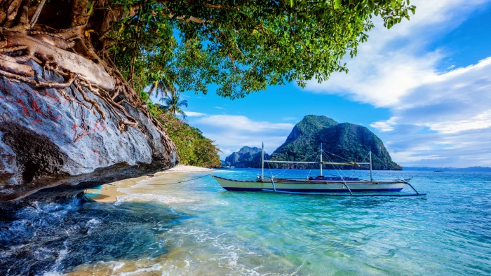 coast turquoise water beach palawan philippines tropical 2k 4k 5k