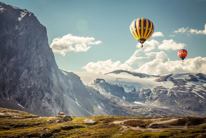 Iceland sky Hvannadalshnj kur ballons mountains 2k 4k 5k