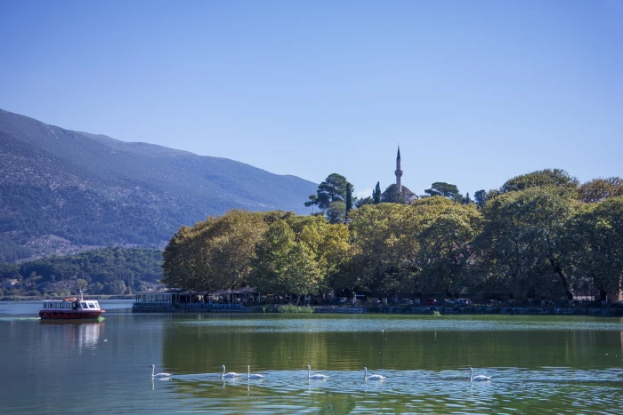 ioannina greece sky summer plane trees mosque scenery 2k 4k 5k
