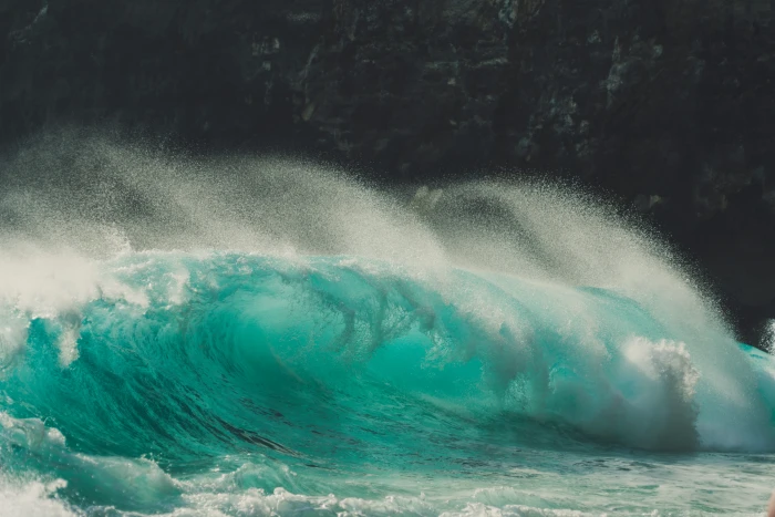 ocean waves beside rock formation water nature outdoors sea 2k 4k 5k 8k