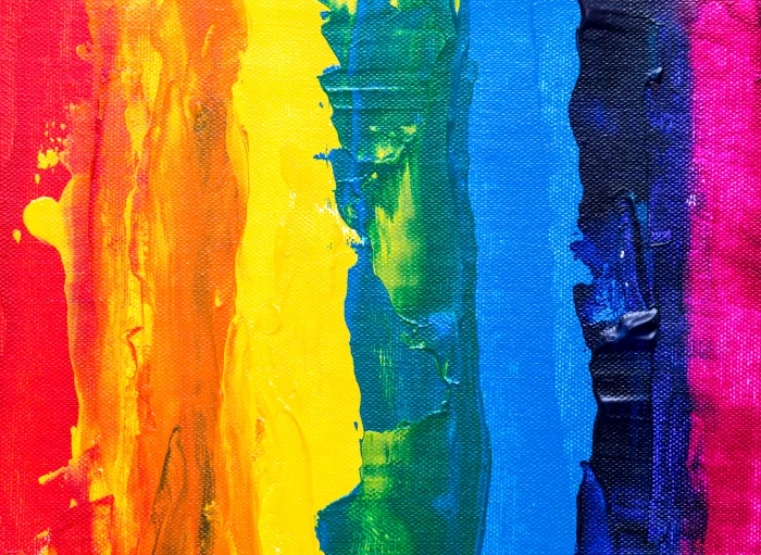 Photo of Rainbow Colored Painting On Canvas abstract expressionism 2k 4k 5k