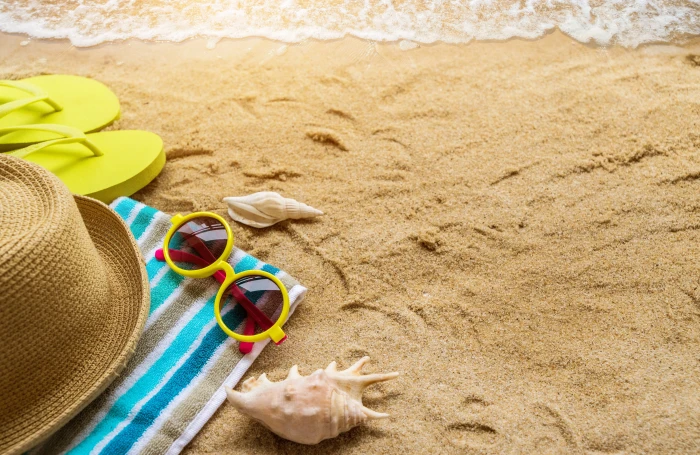 sand sea beach summer the sun stay towel hat glasses 2k 4k 5k