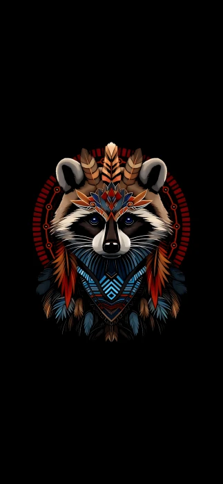 Tribal Raccoon amoled minimalism