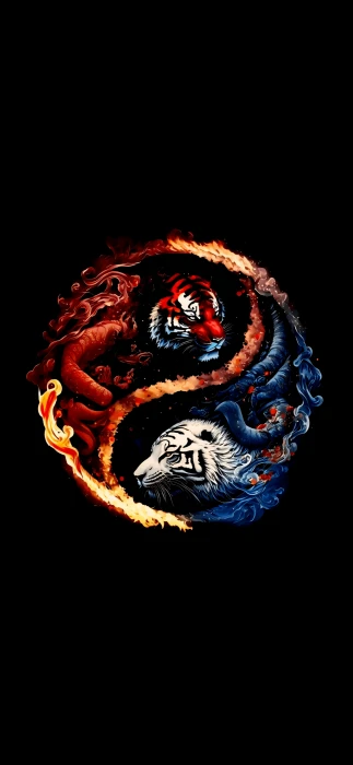 Fire and Ice Yin Yang amoled minimalism