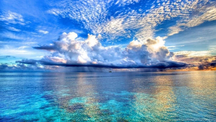 Beautiful Ocean View nature sea clouds 2k
