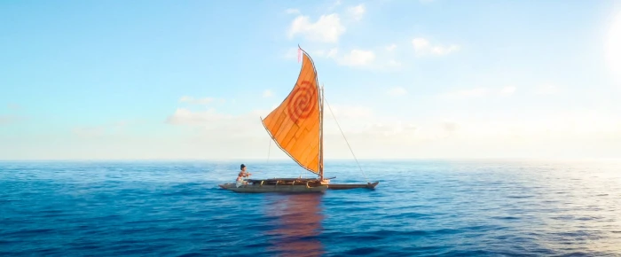 Moana disney pixar wallpaper movie boat sea sailing sail 2k