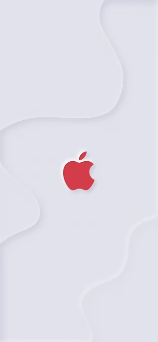 Neumorphic Apple logo red white background mobile wallpaper