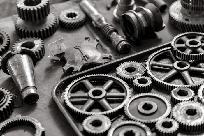 assorted metal gears and tools objects lazy machining industrial 2k 4k 5k