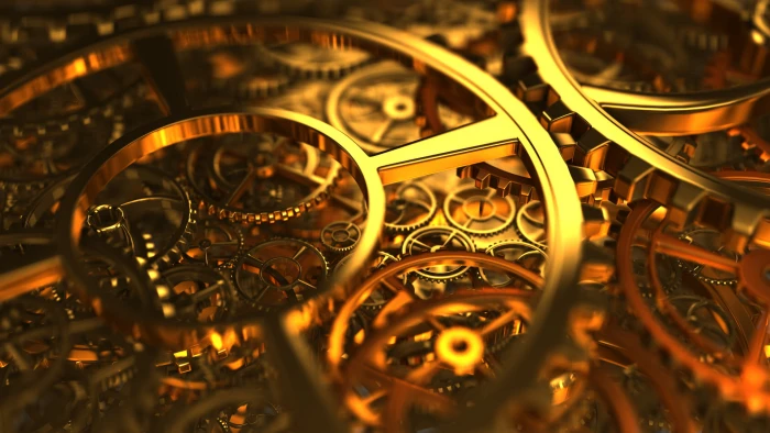 brass colored machine gold gear mechanism clockwork gears 2k