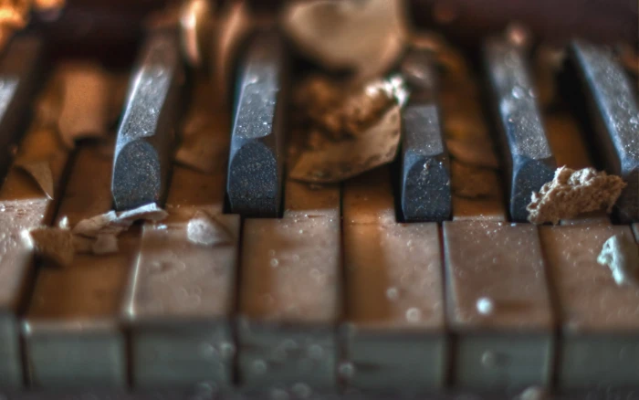 brown and gray piano keys macro photography of music 2k