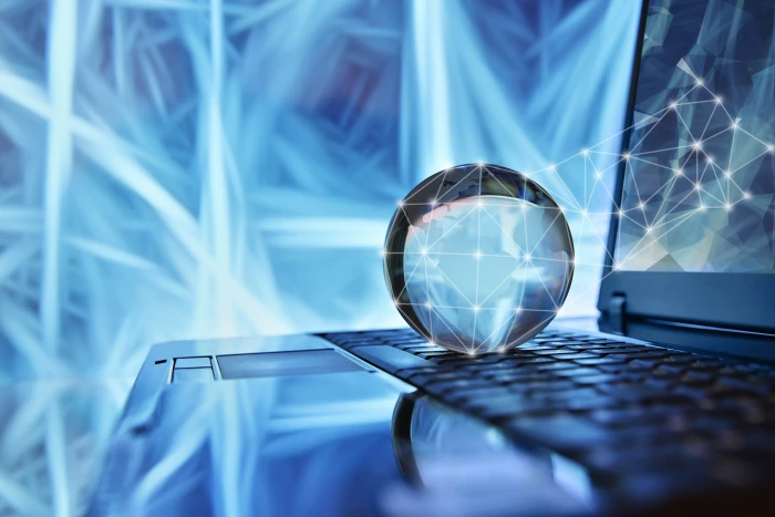 gray laptop computer macro light glow blur globe background 2k 4k 5k 8k