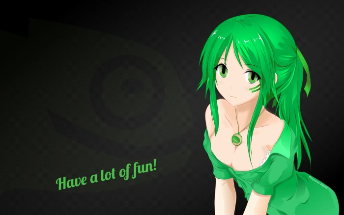 Linux anime girls os tan openSUSE green color studio shot 2k