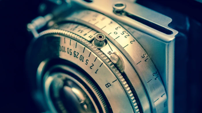 macro photography of gray and black camera vintage s retro 2k 4k 5k