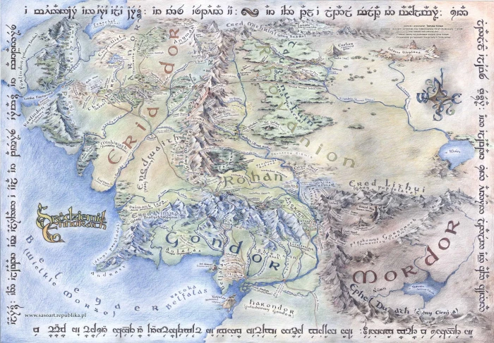 map chart illustration The Lord Of Rings Gondor John Ronald Reuel Tolkien 2k