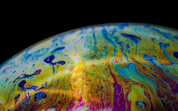 purple pink and white liquid closeup photo of yellow teal blue abstract artwork 2k
