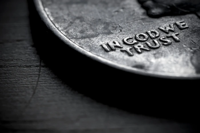 round silver colored coin macro words in god we trust text 2k 4k