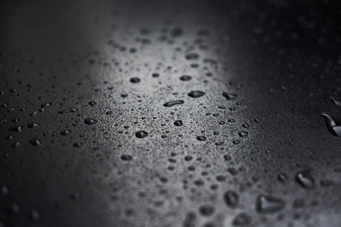 water dew on black surface abstract drop grey smoked wet 2k 4k 5k