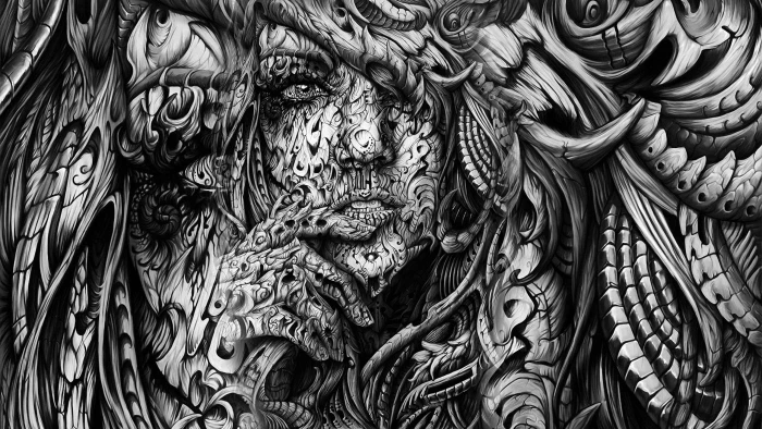 woman s portrait sketch grayscale photo digital wallpaper women 2k