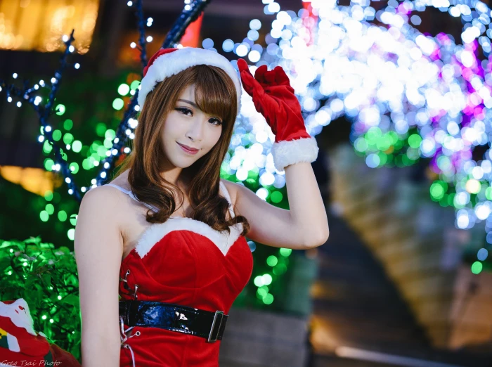 Asian Woman Christmas Eve Bokeh Holidays Girl Beautiful 2k 4k 5k