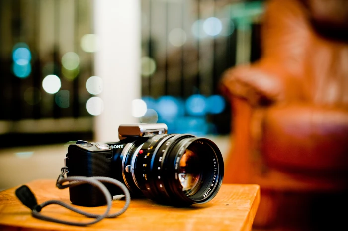 black DSLR camera bokeh depth of field Photographic Equipment 2k 4k