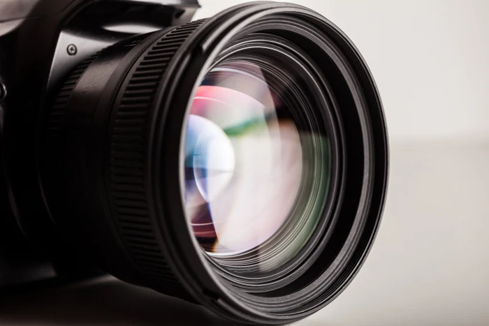 black DSLR camera macro the lens mirror hi tech bokeh 2k 4k 5k