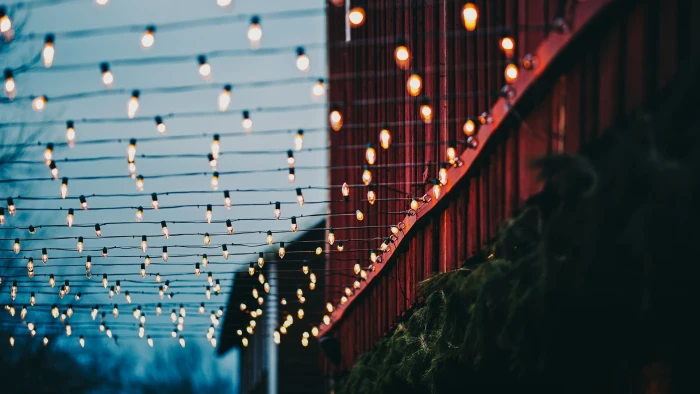 black string lights shallow focus photo of christmas 2k